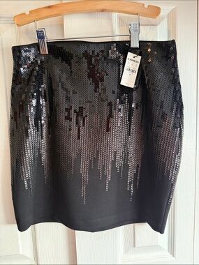 Express Black Sequin Mini Skirt XS NWT